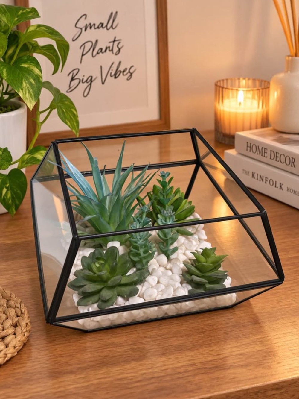 Brand New Geometric Faux Artificial Succulent Terrarium Decor